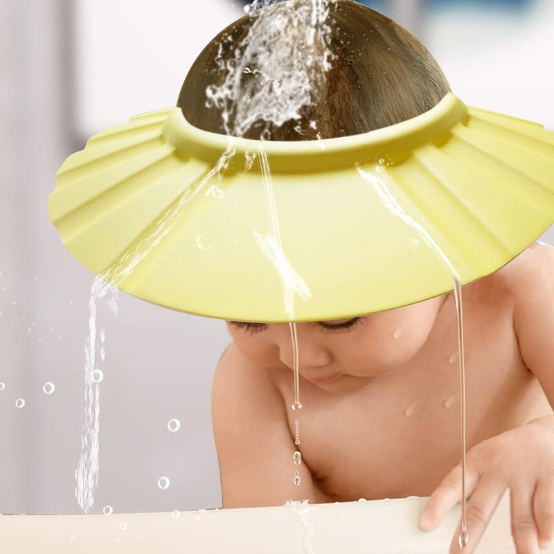 KOMIDK Soft Adjustable Baby Shower Cap - Head Visor for Washing Hair, Bathing Protection - Toddler, Kids, Children Bath Cap (Yellow) - Image 4